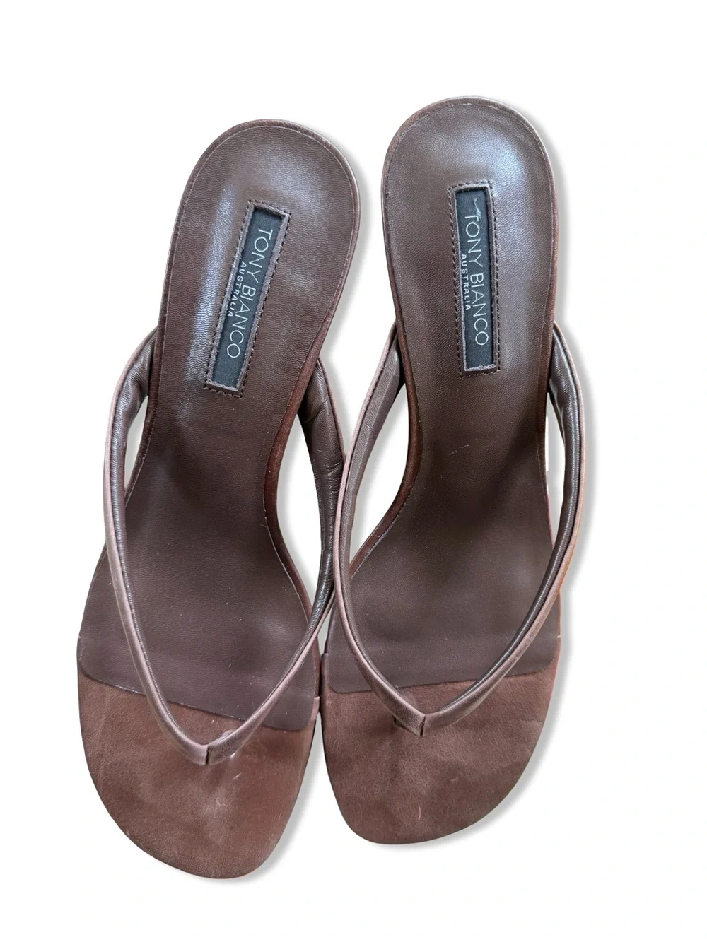 Tony Bianco Edgy wedges shoes sandals chocolate Brown thong Revolve 10